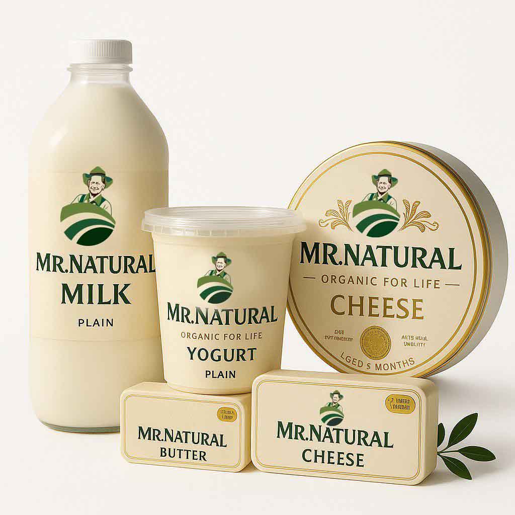 Mr. Natural — organic dairy identity system by Absolute Creative
