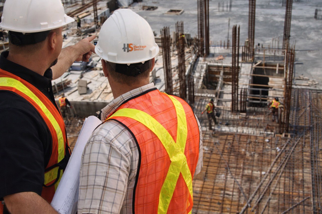 Heritage Steel brand poster application demonstrating consistent identity design and corporate messaging.