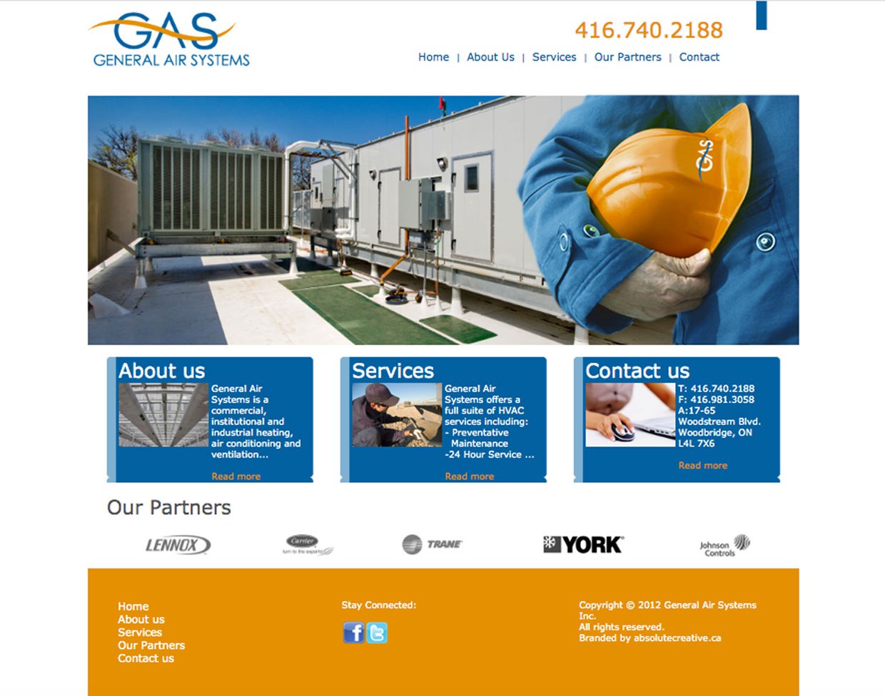 General Air Systems website design showcasing HVAC services with a clear, trustworthy layout.