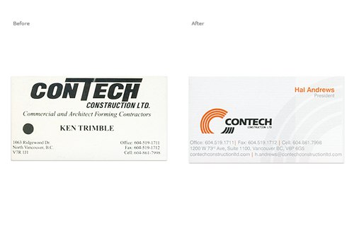 Before and after — Contech Construction branding transformation