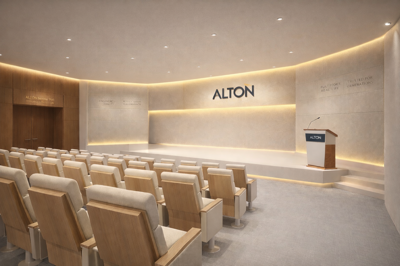 Seminar room design with brand system integration