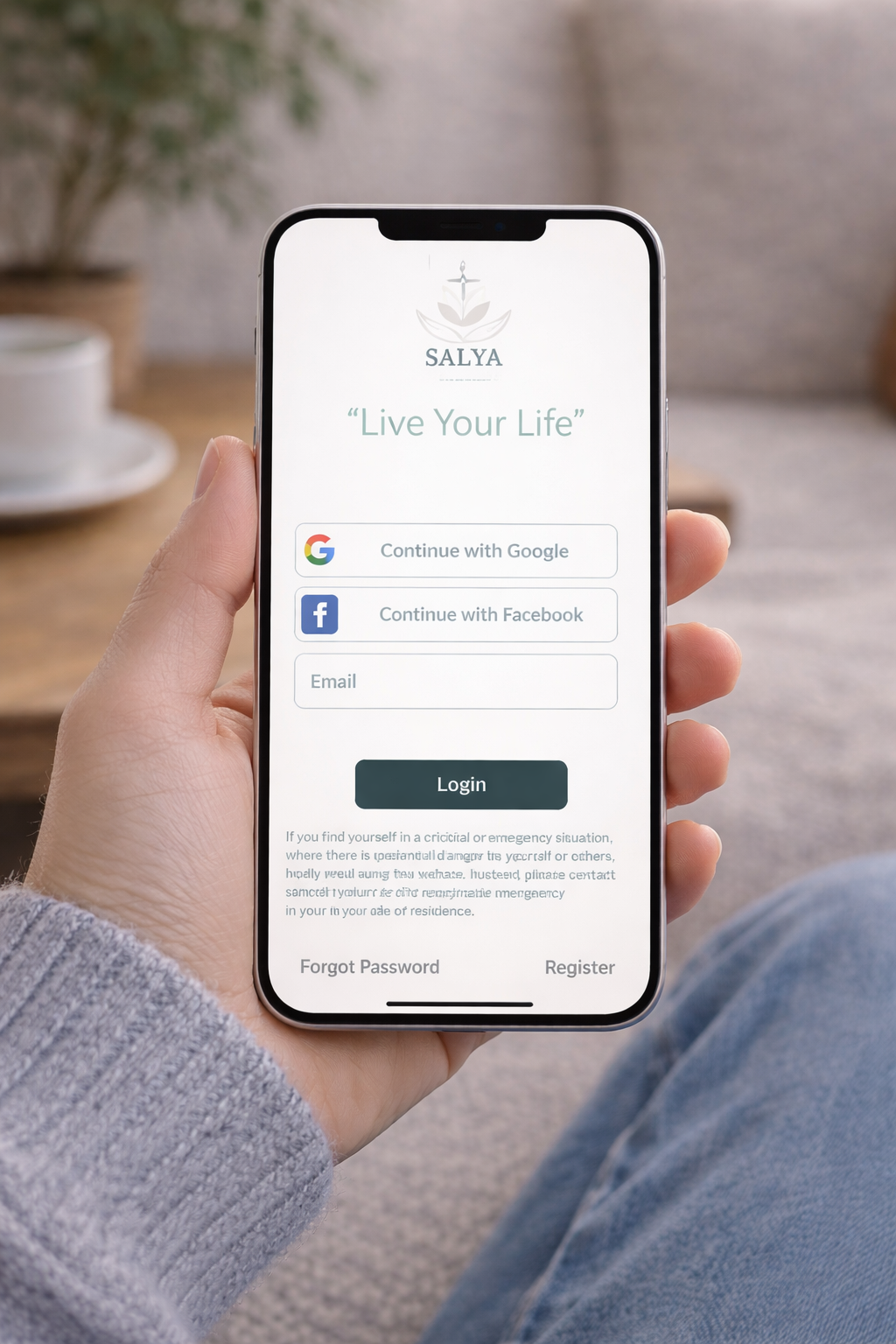 Secure login screen for SAHYA